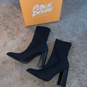 Public Desire Black Sock Fit Booties